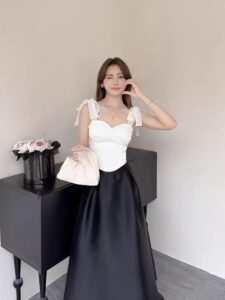 Korean Celebrity Style Camisole Top with Sweet Back Design Model
