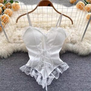 Sweet Chic Fishbone Camisole Top for women white