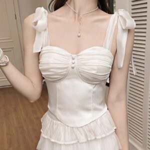 Korean Celebrity Style Camisole Top Shoulder strap detail of retro camisole