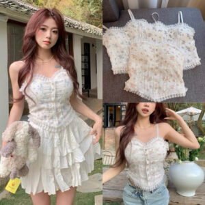 Lace neckline detail of Korean style camisole