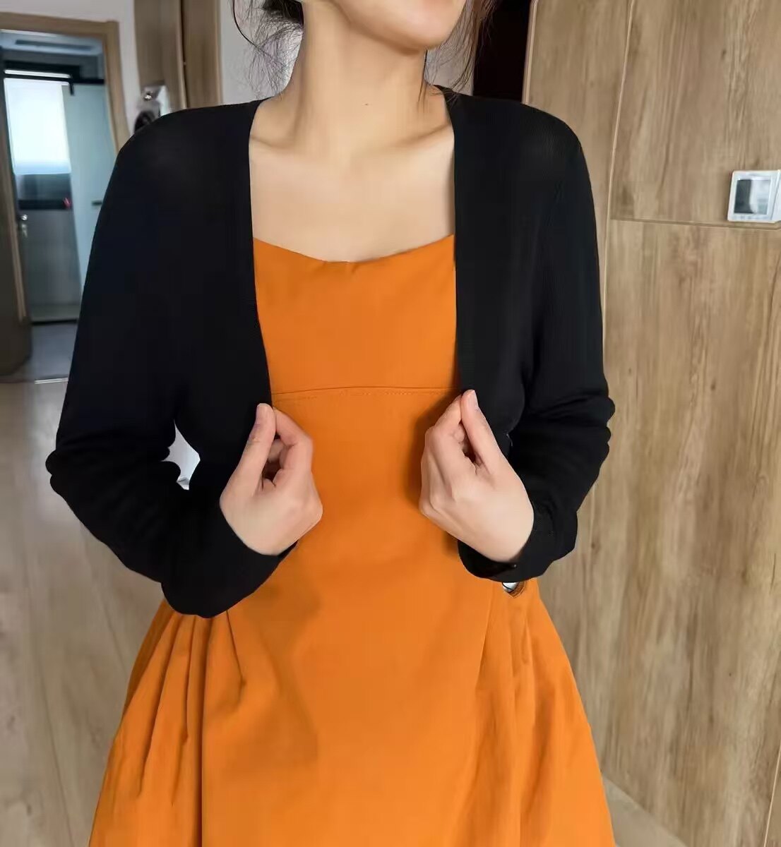 korean ice silk black cardigan
