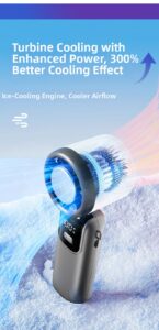 s17 ice cooling mini fan – 100 speed rechargeable handheld portable fan with digital display