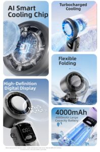 s17 ice cooling mini fan – 100 speed rechargeable handheld portable fan with digital display